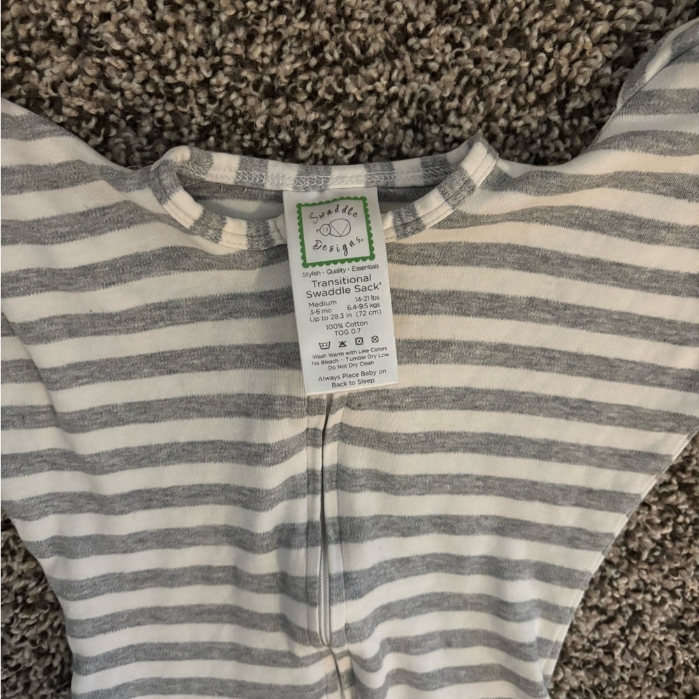 SwaddleDesigns Gray and White Striped Swaddle Sack